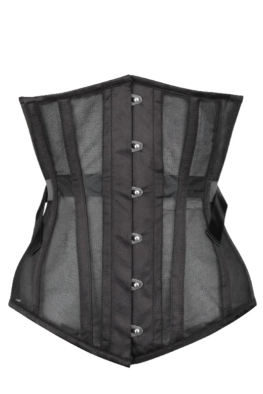 Black Longline Mesh Underbust with Fan Lacing