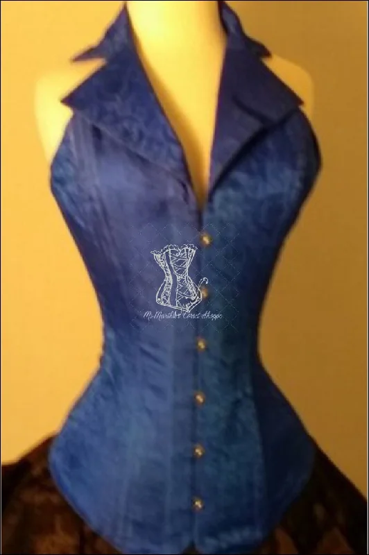 Silk Overbust Corsevest; Blue