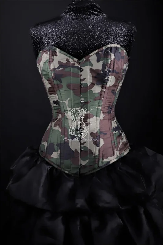 Silk Overbust Corset; Camouflage