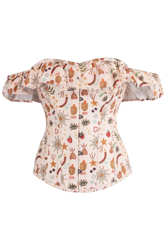 Cotton Print Sleeved Corset Top