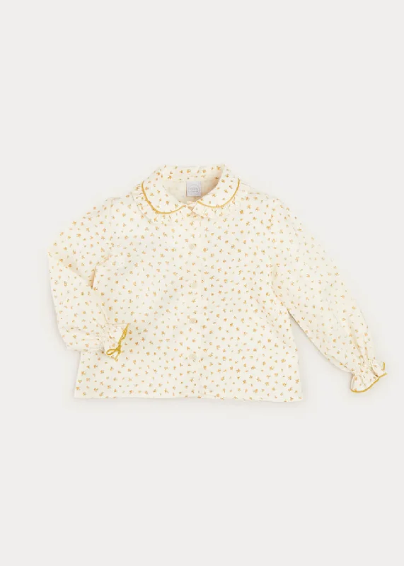 Ditsy Floral Long Sleeve Blouse In Mustard (12mths-10yrs)