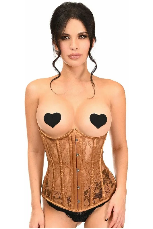 Lavish Caramel Sheer Lace Underwire Open Cup Underbust Corset