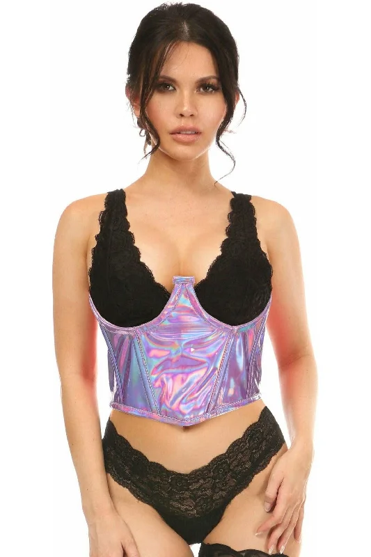 Lavish Lavender Holo Open Cup Underwire Waist Cincher