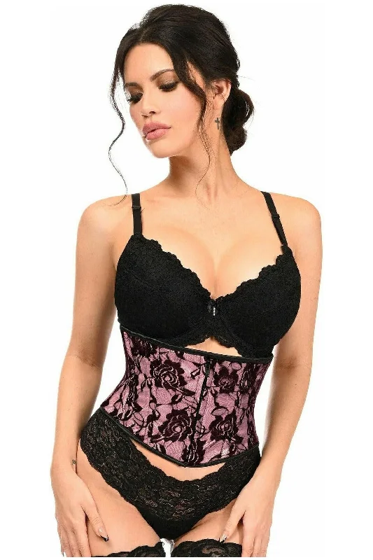 Lavish Pink w/Black Lace Overlay Mini Cincher