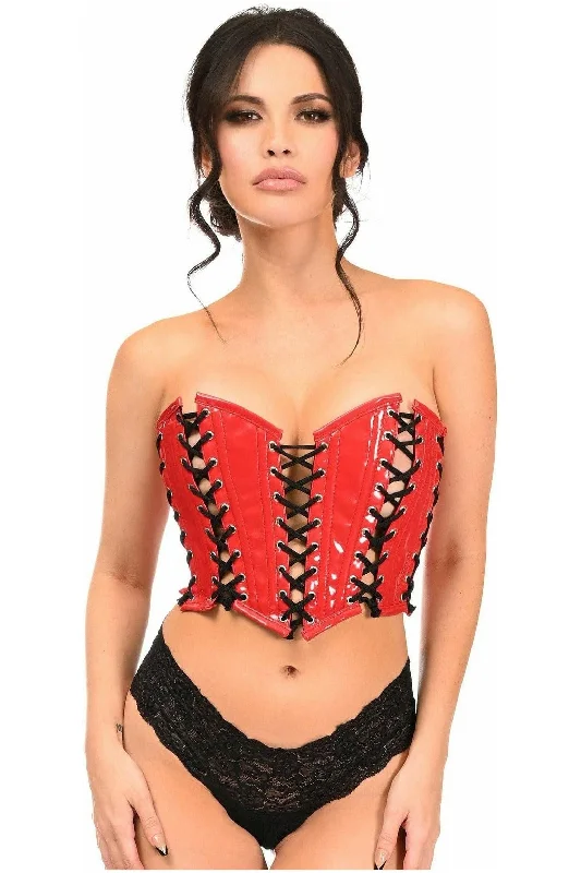 Lavish Red Patent w/Black Lacing Lace-Up Bustier