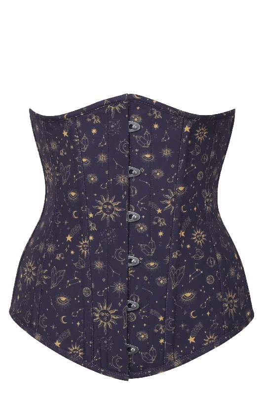 Mystic Galaxy Indigo And Gold Longline Underbust Corset