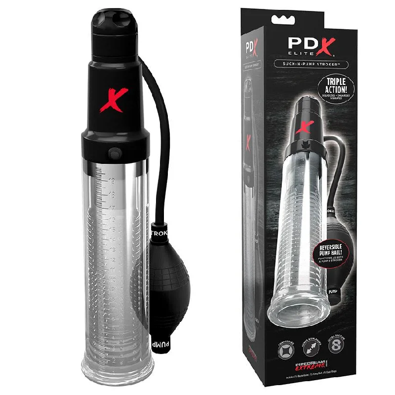 PDX Elite Suck-N-Pump | All-in-One Penis Pump and Stroker with Multi-Speed Vibrating Action