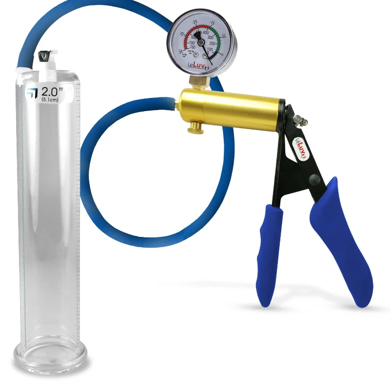 Penis Pump LeLuv ULTIMA + Gauge Options | Blue Premium Silicone Handle & Hose