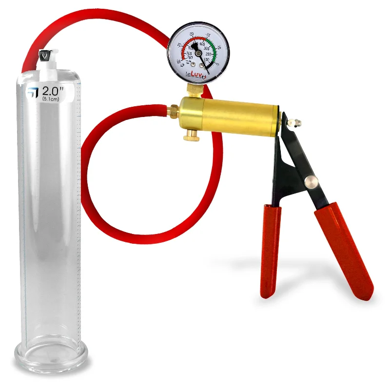 Penis Pump LeLuv Ultima | Red Rubber Grips & Silicone Hose | Gauge Options