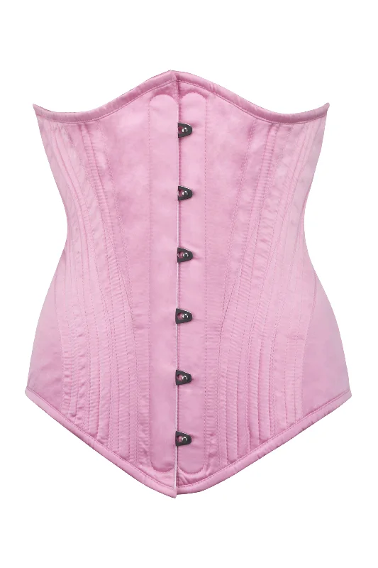 Pink Satin Longline Underbust Corset with Hip Panels