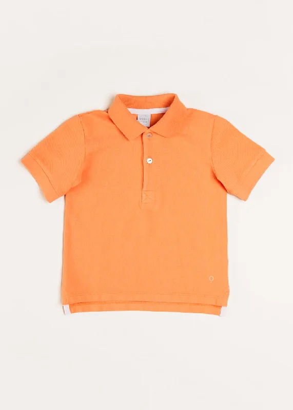 Plain Short Sleeve Polo Top in Tangerine (2-10yrs)