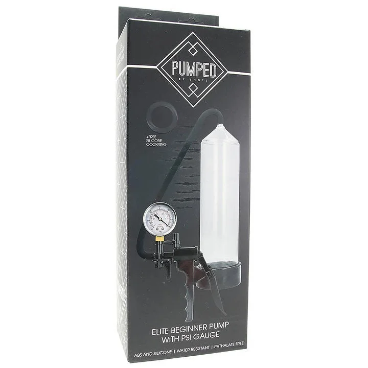 Pumped Elite Beginner Pump with PSI Gauge in Clear