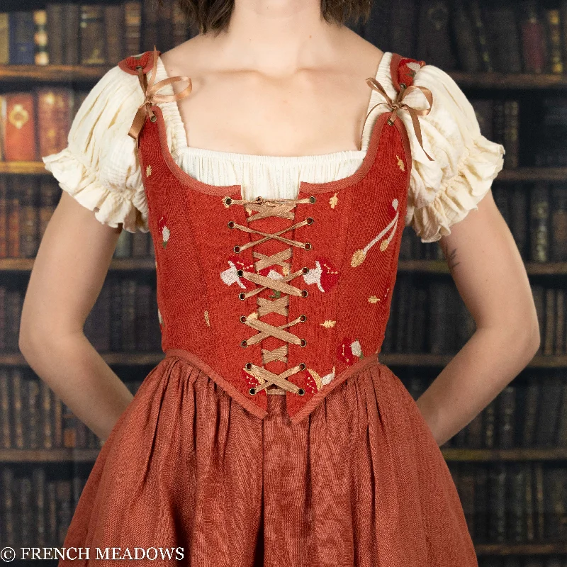 READY TO SHIP Embroidered Mushroom Renaissance Bodice