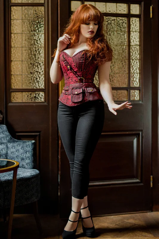 Red Longline Steampunk Corset