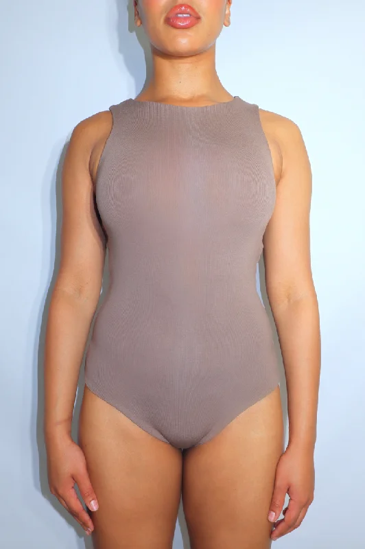 Luxe Ribbed Knit ‘ ELR’ Bodysuit - Latte