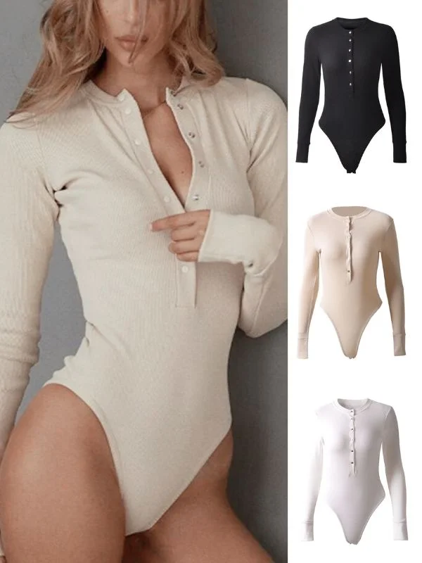 ZASUWA Female Button Long Sleeves Bodysuit