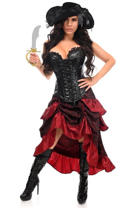 Top Drawer 4 PC Black/Red Premium Pirate Corset Costume