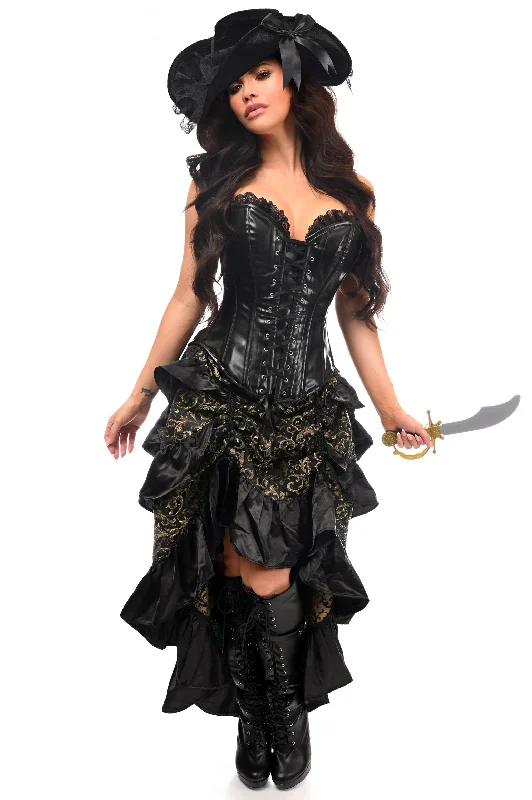 Top Drawer 4 PC Gold/Black Premium Pirate Corset Costume