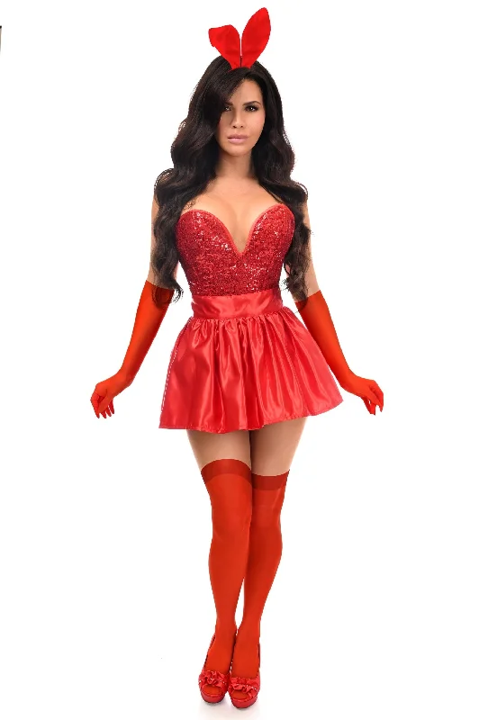 Top Drawer 5 PC Premium Red Bunny Corset Costume