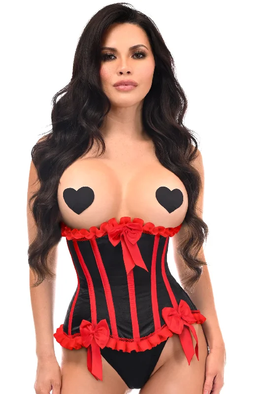 Top Drawer Black/Red Steel Boned Burlesque Underbust Corset Waist Cincher