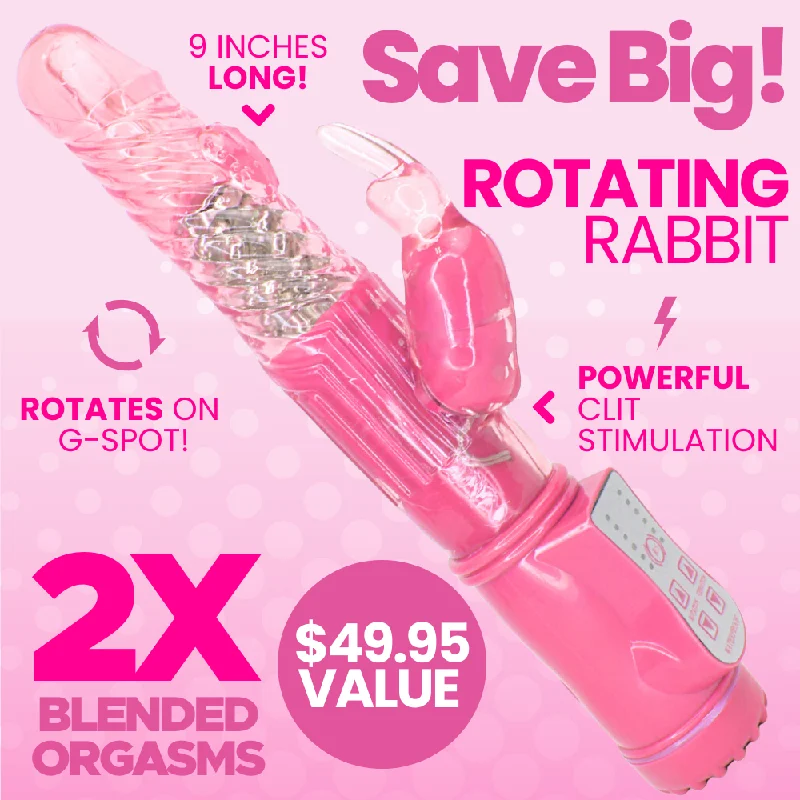 9 Inch Rotating Orgasm Rabbit in Pink