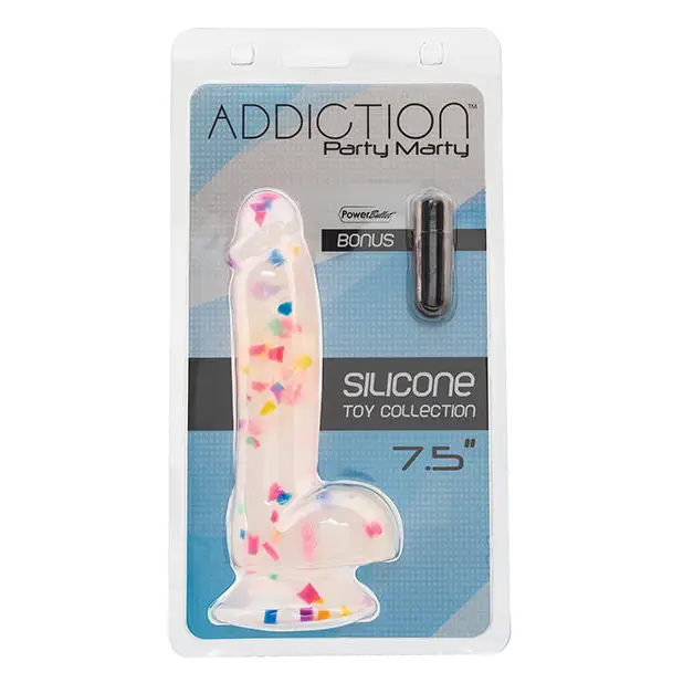 Addiction Party Marty 7.5" Dildo - Frost/Confetti