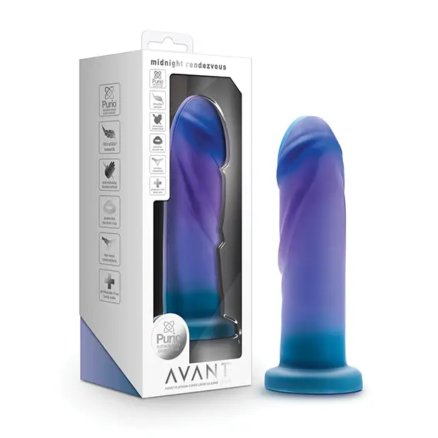 Blush Avant Midnight Rendezvous Silicone Dildo - Ocean Blue