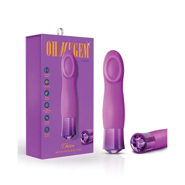 Blush Oh My Gem Charm Rechargeable Warming Silicone Cupped Vibrator Amethyst