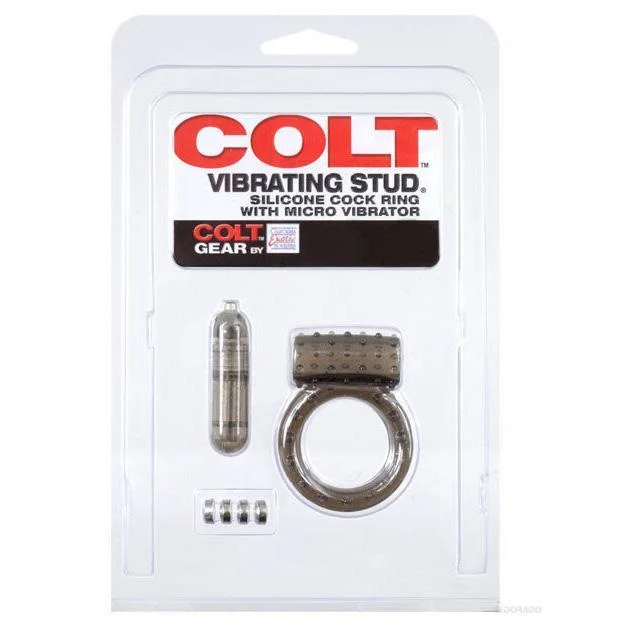 Colt - Vibrating Stud Silicone Cock Ring (Black)