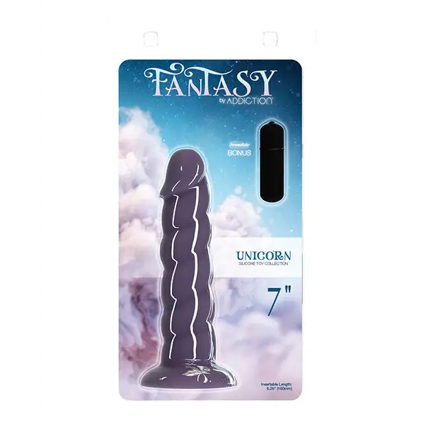 Fantasy Addiction 7" Unicorn Dildo - Purple