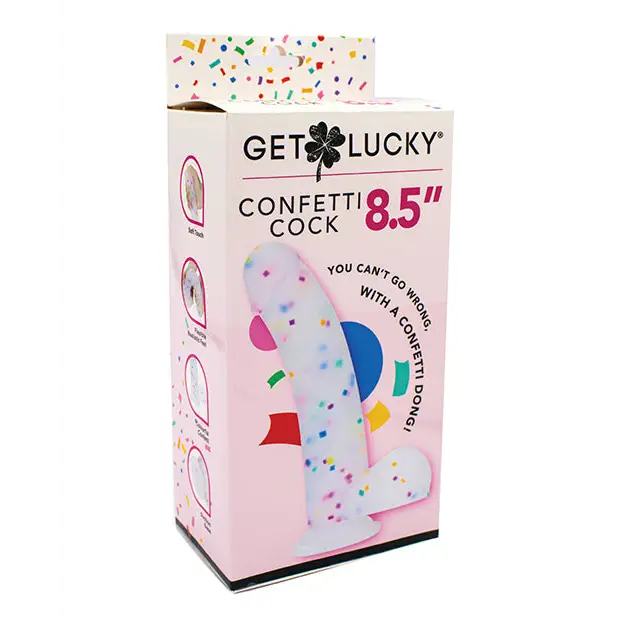 Get Lucky 8.5" Real Skin Confetti Cock - Multi Color