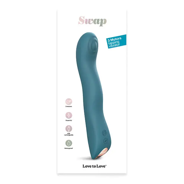 Love To Love Swap Rechargeable Triple Motor Tapping Silicone G-Spot Vibrator Teal Me