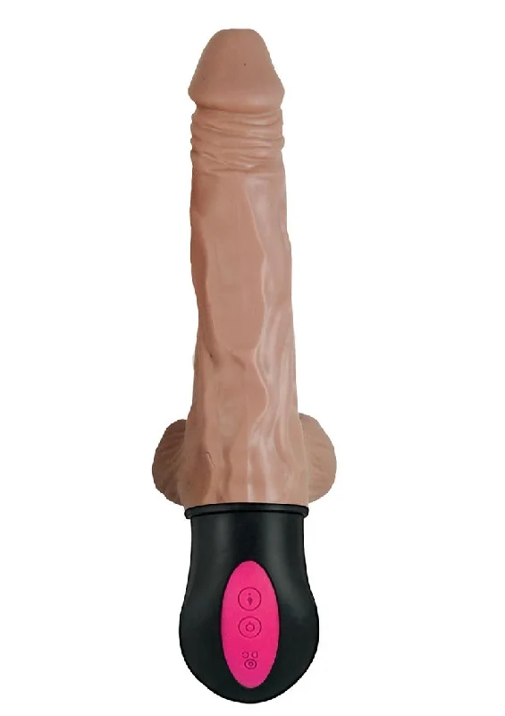 Natural Realskin Hot Cock 2 Rechargeable Warming Dildo with Balls