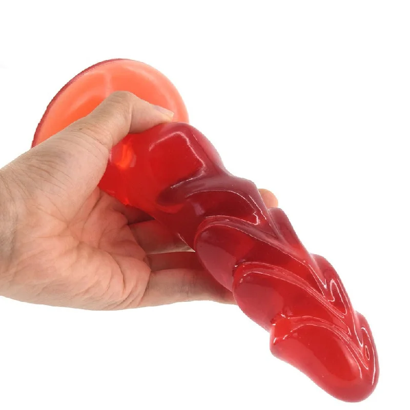 See- Through Red Curved Penis With Suction Cup