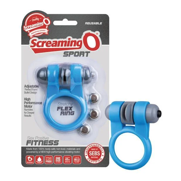 TheScreamingO - Sport Stretchy Flex Vibrating Cock Ring (Blue)