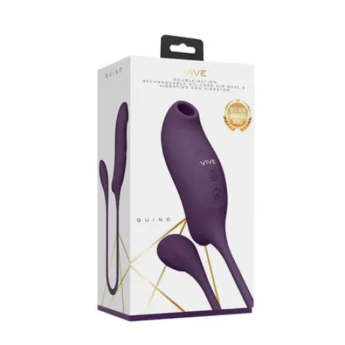 VIVE QUINO Rechargeable Air Wave & Vibrating Silicone Egg Vibrator Purple