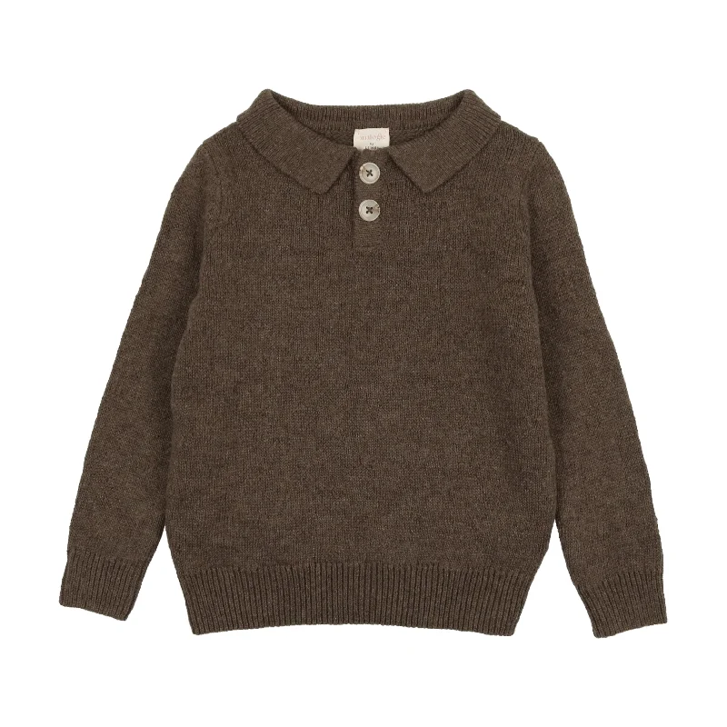 Analogie Boys Knit Polo - Heather Brown