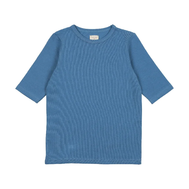 Analogie Cotton T-Shirt Three Quarter Sleeve - Denim Blue