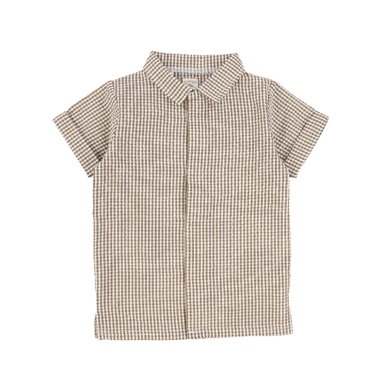 Analogie Gingham Button Down Shirt - Caramel