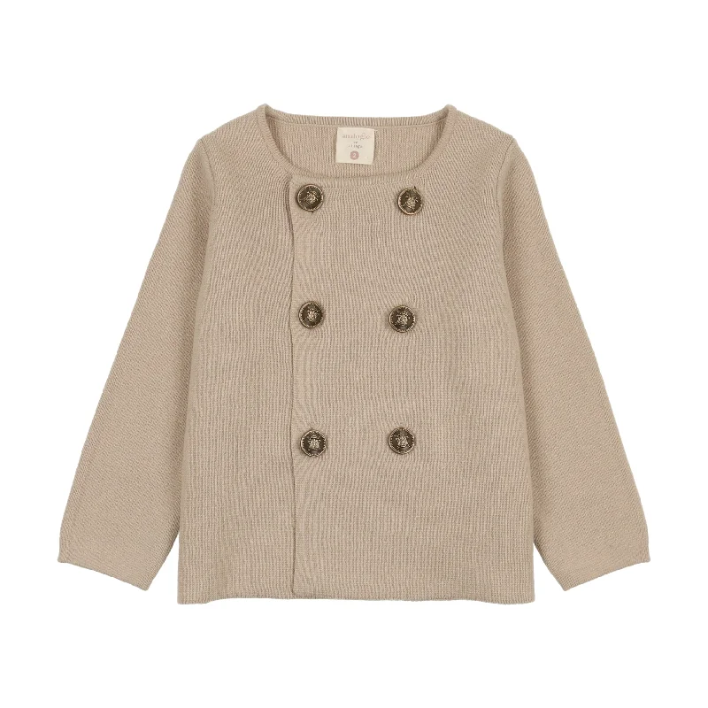 Analogie Knit Double Breasted Blazer - Taupe