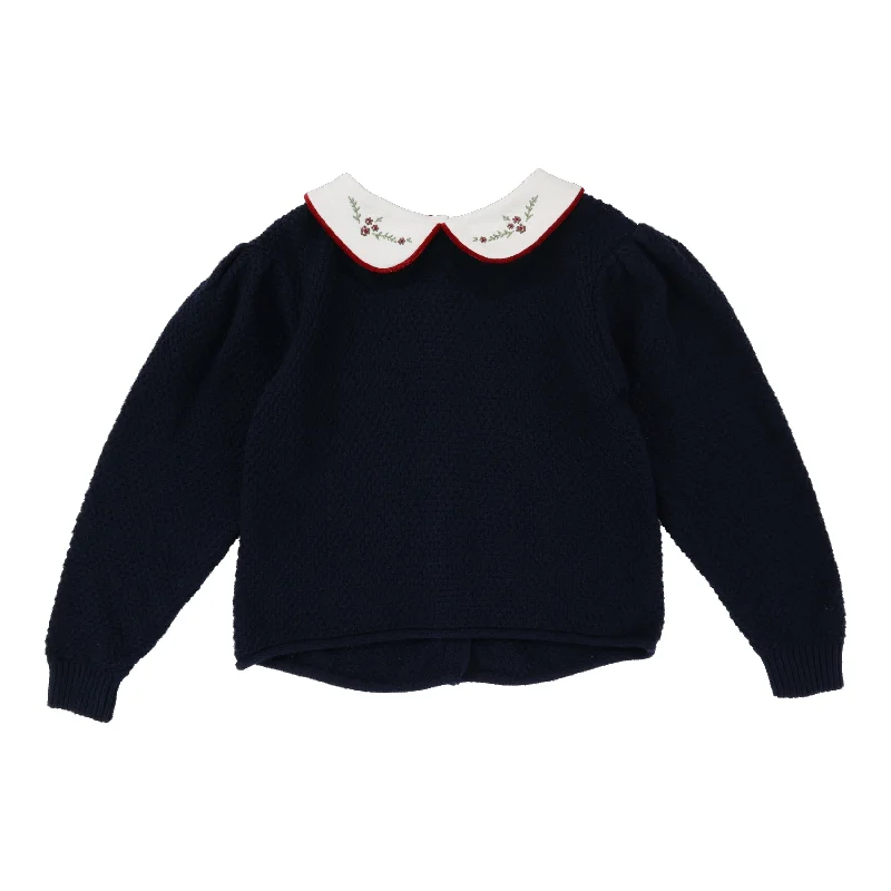 Analogie Peter Pan Knit Long Sleeve Sweater - Navy