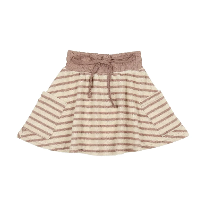 Analogie Terry Drawstring Skirt - Tan Stripe