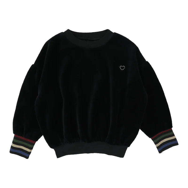 Analogie Velour Girls Sweatshirt - Black