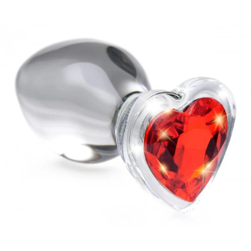 Booty Sparks Red Heart Gem Glass Anal Plug