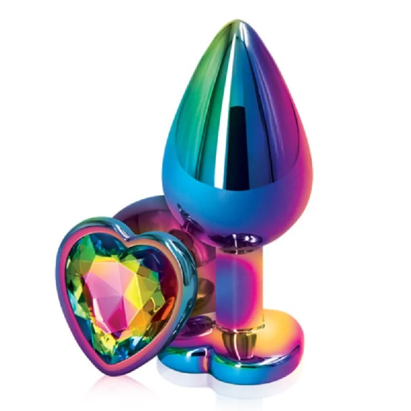 NS Novelties Rainbow Heart Jeweled Metal Butt Plug