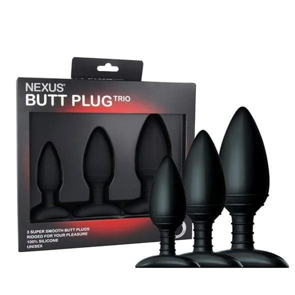 Nexus - Unisex Silicone Butt Plug Trio (Black)