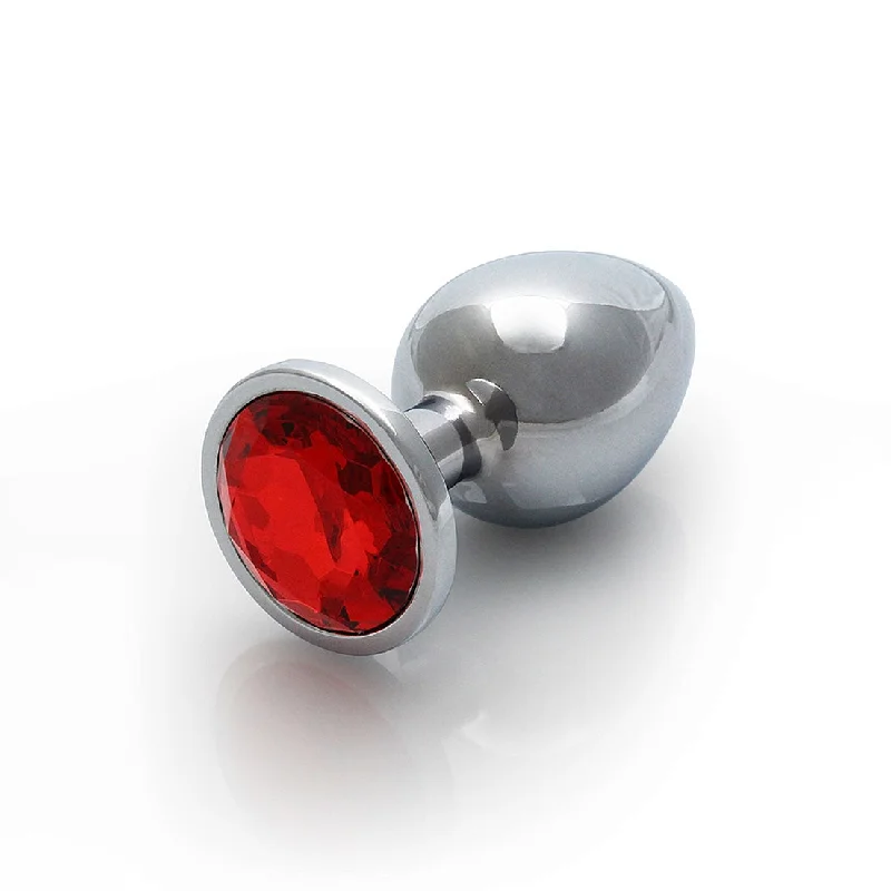 Round Gem Butt Plug - Medium, Ruby Red