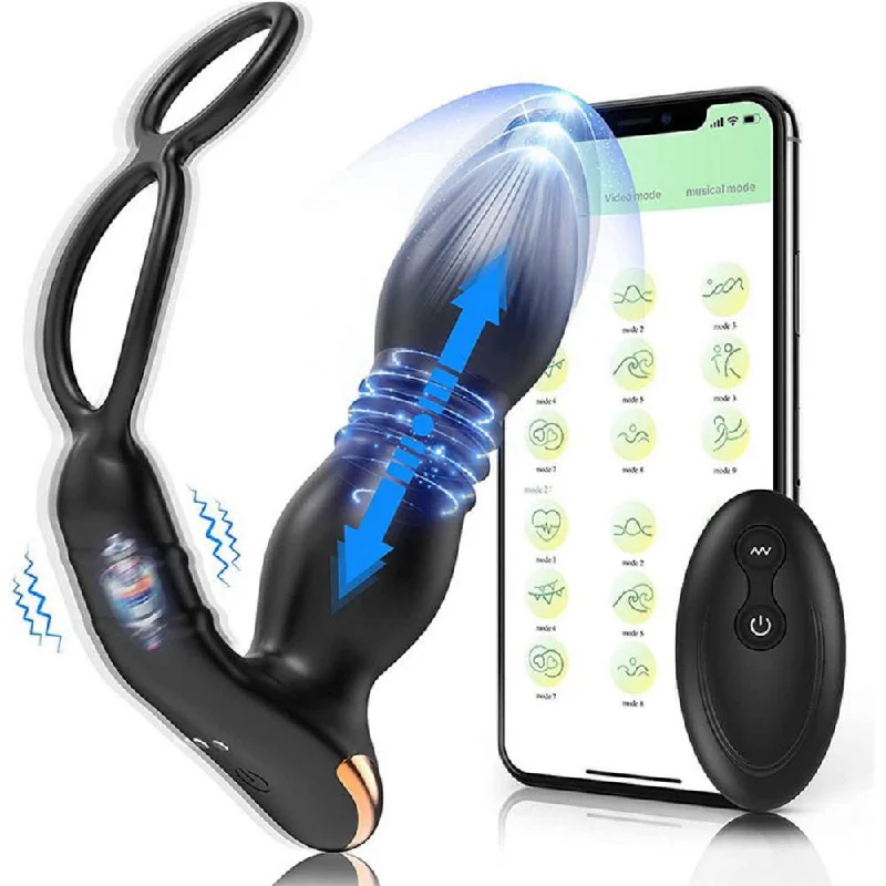 Wave - App and Remote Controlled Prostate Massager with Double Cock Rings