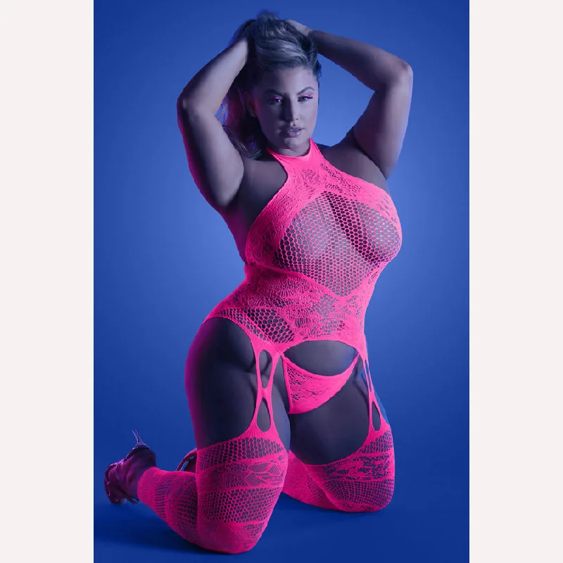 Glow Captivating Bodystocking Set Neon Pink Q/s(out Apr)