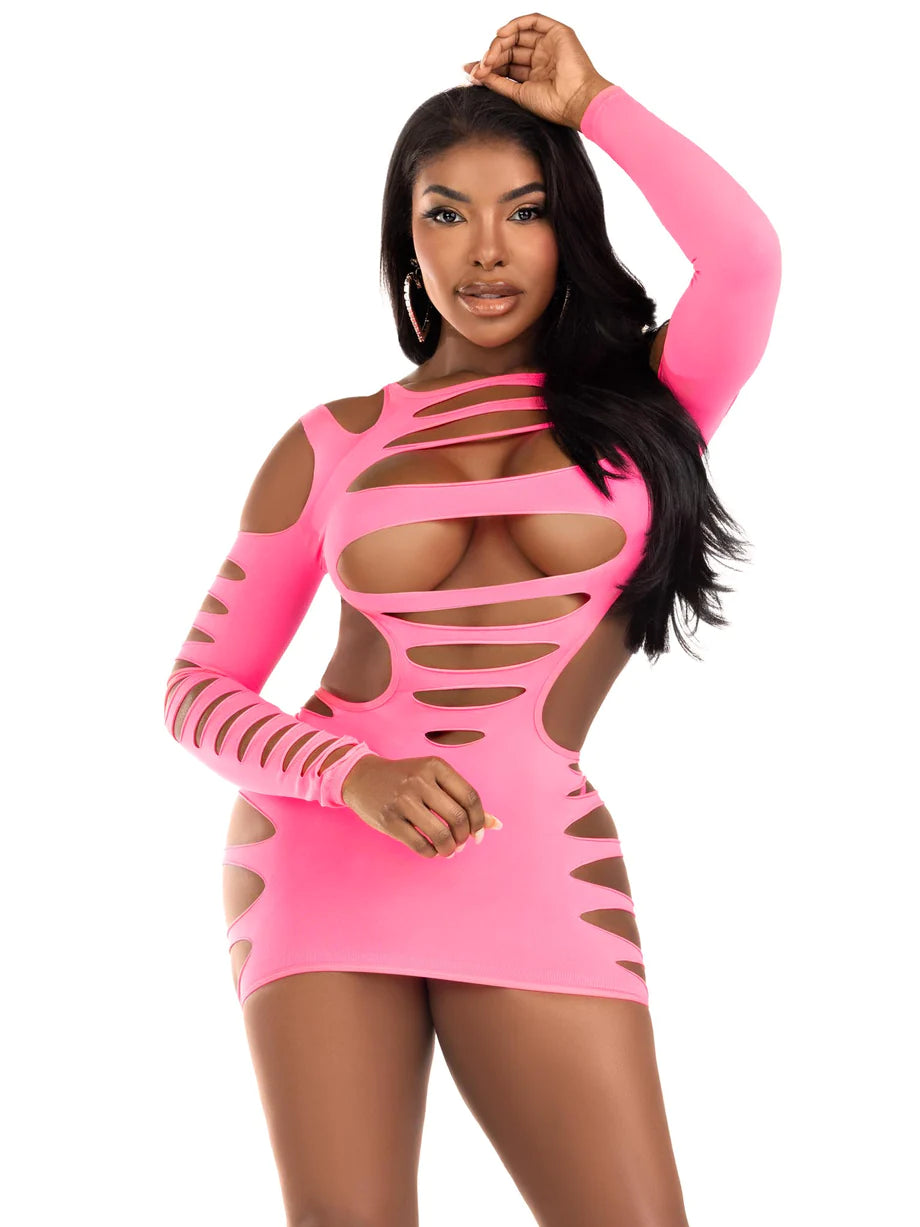 Opaque Cut Out Mini Dress